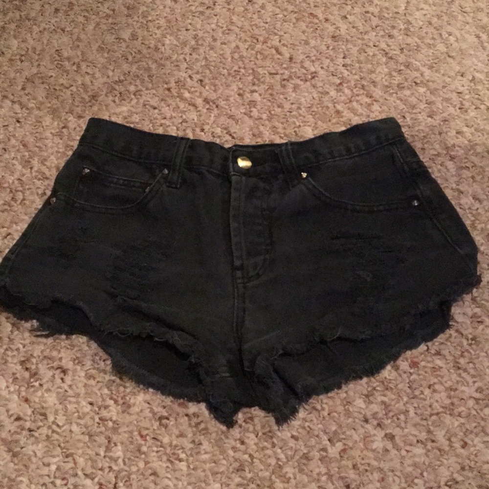 Black Ripped High Waisted Denim Shorts
